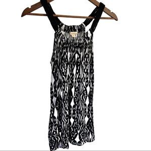Y2K Twenty One Forever 21 Black and White Aztec Rope Straps Tank Top Size Small